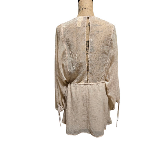 H&M cream sheer polkadot flowy dress with lining, size xs - Picture 2 of 5